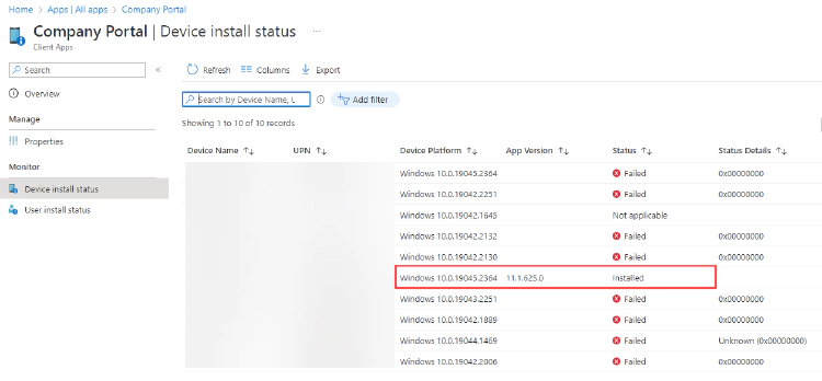 Intune Status Code PostFix